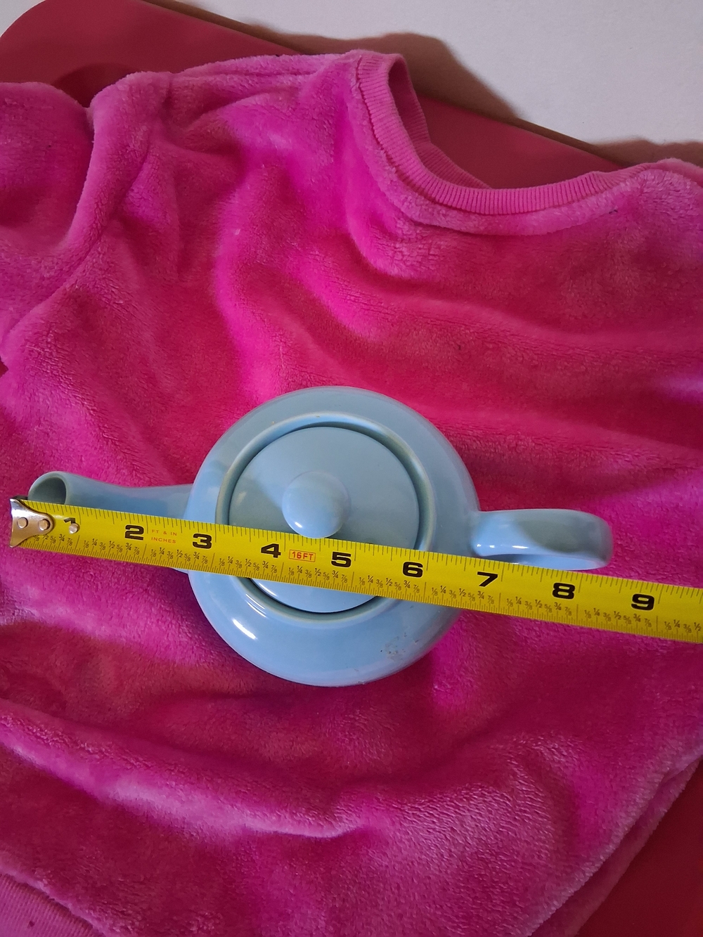 Glossy Light Blue Ceramic Teapot - Picture 5 of 7